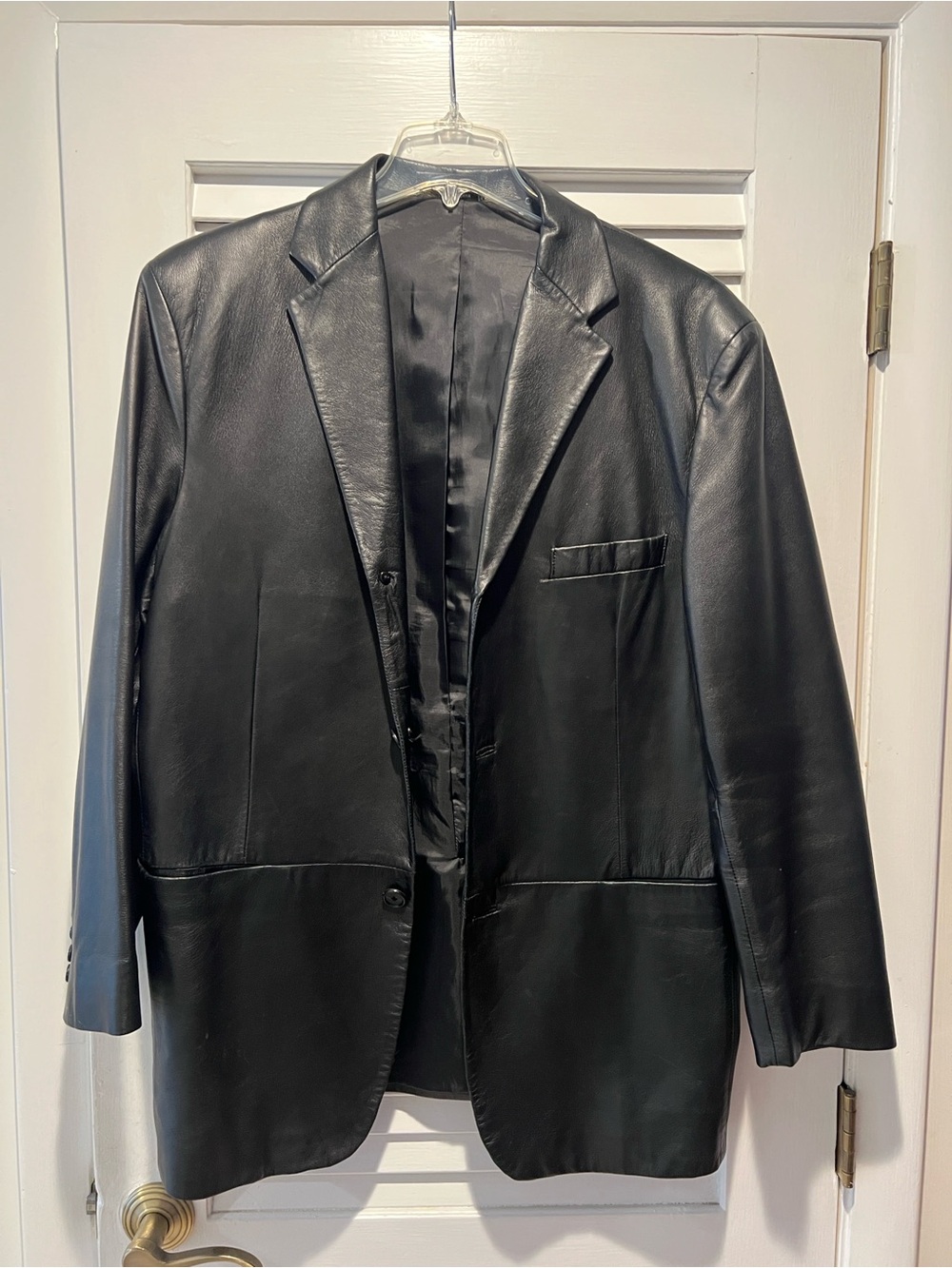 Alfani for Macy’s Buttery Soft Men's Leather Blazer Jacket Coat Black